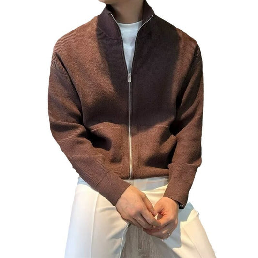 Orluxia Men's Zipper Cardigan – Slim Fit Knitted Sweater for Autumn & Winter