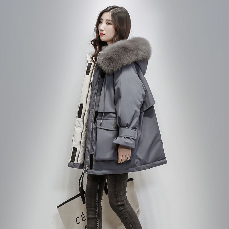 Orluxia Winter Loose Cotton Coat – Women’s Mid-Length Zipper Jacket