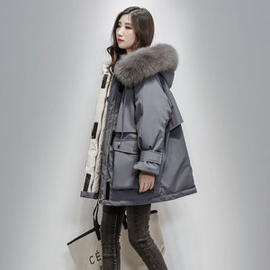Orluxia Winter Loose Cotton Coat – Women’s Mid-Length Zipper Jacket