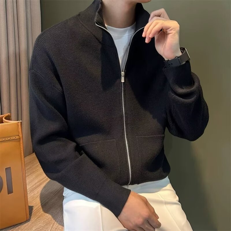 Orluxia Men's Zipper Cardigan – Slim Fit Knitted Sweater for Autumn & Winter
