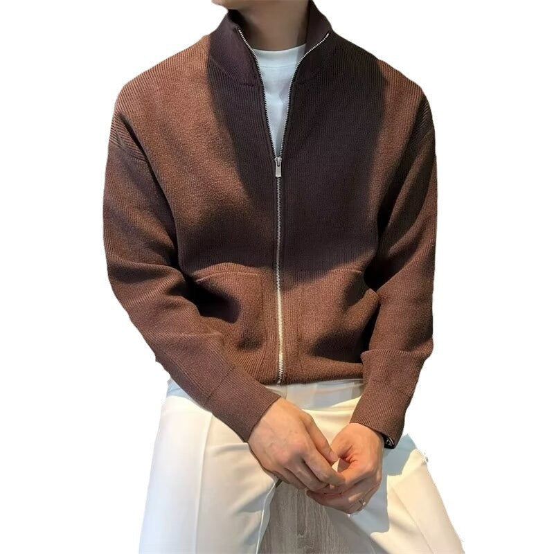 Orluxia Men's Zipper Cardigan – Slim Fit Knitted Sweater for Autumn & Winter