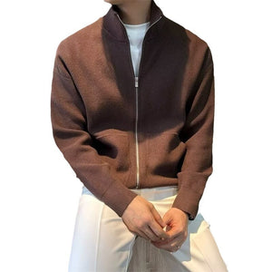 Orluxia Men's Zipper Cardigan – Slim Fit Knitted Sweater for Autumn & Winter