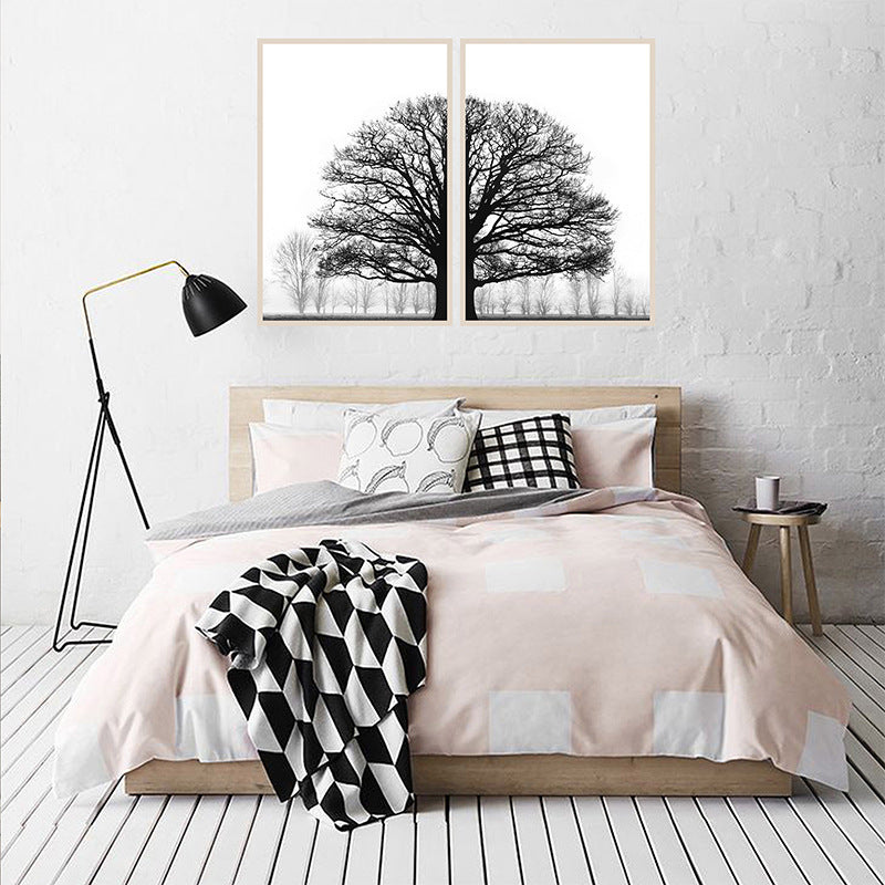 Orluxia Black & White Winter Trees Modern Decorative Canvas Painting