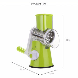 Orluxia Vegetable Cutter Round Mandoline Slicer – 3 in 1 Grater, Julienne & Shredder