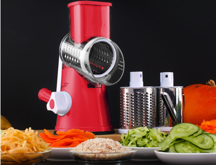 Orluxia Vegetable Cutter Round Mandoline Slicer – 3 in 1 Grater, Julienne & Shredder