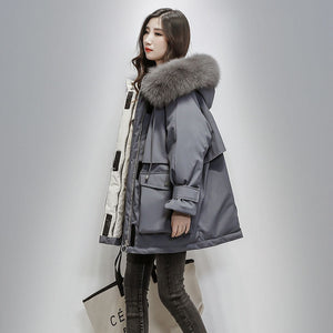Orluxia Winter Loose Cotton Coat – Women’s Mid-Length Zipper Jacket