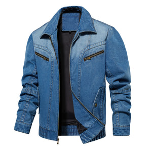 Orluxia Men’s Denim Jacket – Multi-Pocket Casual Outerwear for Spring & Autumn