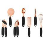 Orluxia Rose Gold Kitchen Tool Set – 7PC Stainless Steel Cooking Utensils with Peeler