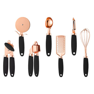 Orluxia Rose Gold Kitchen Tool Set – 7PC Stainless Steel Cooking Utensils with Peeler