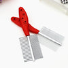 Orluxia Double-Row Pet Grooming Comb with Ergonomic Handle – Red & Blue