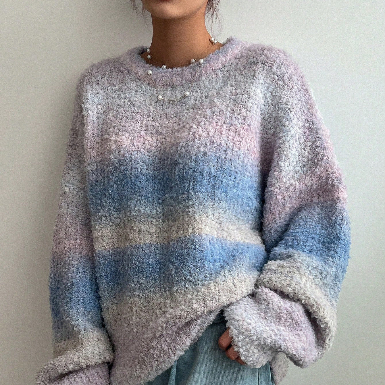 Orluxia Retro Hong Kong Style Gradient Sweater – Soft Wool Pullover