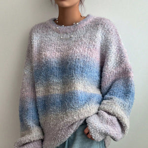 Orluxia Retro Hong Kong Style Gradient Sweater – Soft Wool Pullover