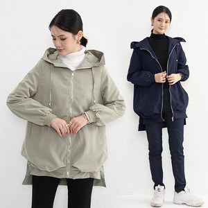 Orluxia Women’s Elegant Trench Coat – Short Front, Long Back Design with Pockets