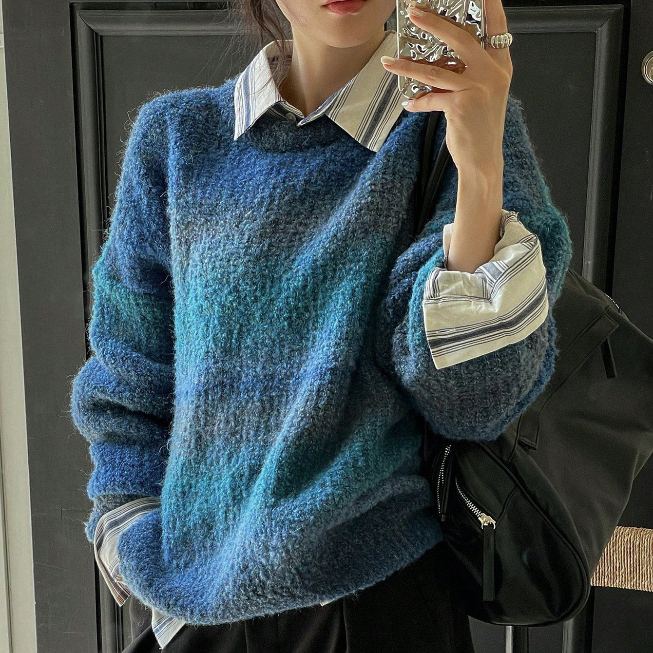 Orluxia Retro Hong Kong Style Gradient Sweater – Soft Wool Pullover