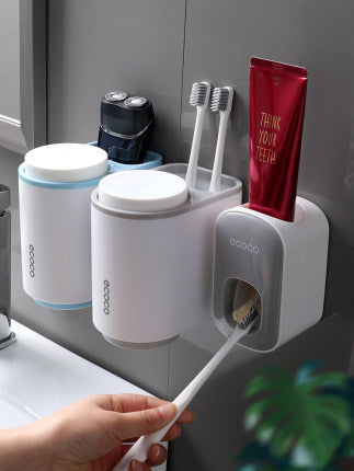 Orluxia Wall Mounted Automatic Toothpaste Dispenser & Toothbrush Holder Set
