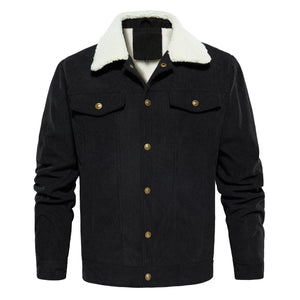 Orluxia Men’s Corduroy Sherpa Lined Jacket – Winter Warm Thick Trucker Cargo Coat with 5 Pockets