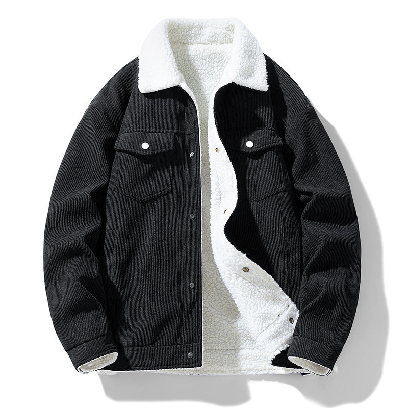 Orluxia Retro Fleece-Lined Cotton-Padded Coat – Warm Lapel Cardigan Jacket for Teenagers
