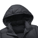 Orluxia Men’s Hooded Cotton Quilted Jacket – Warm Medium-Length Nylon Winter Coat