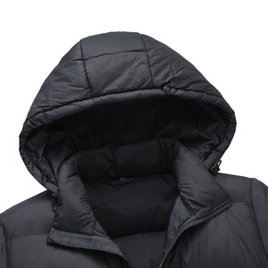 Orluxia Men’s Hooded Cotton Quilted Jacket – Warm Medium-Length Nylon Winter Coat