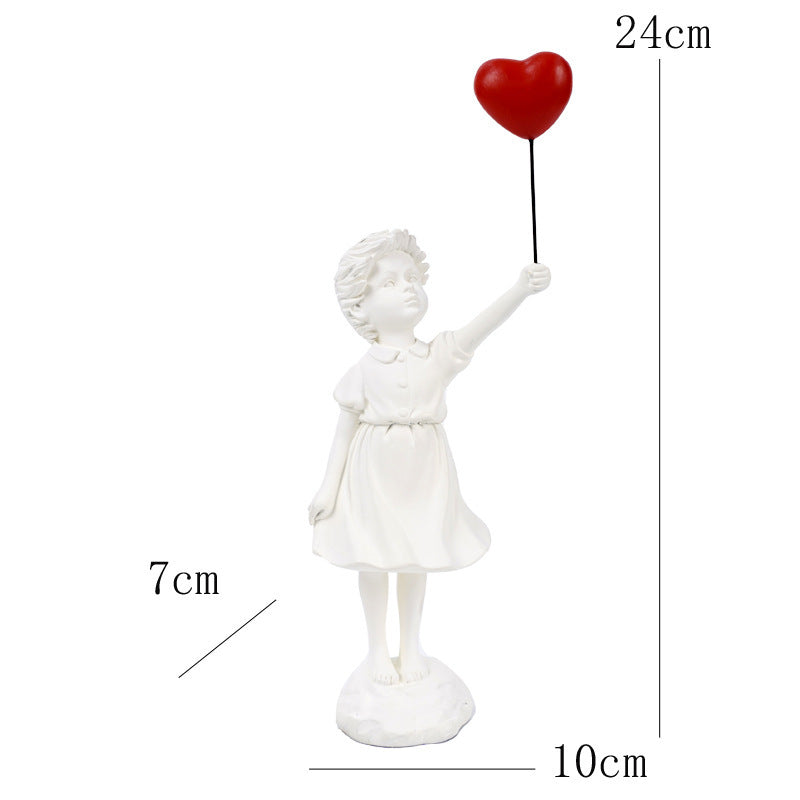 Orluxia Little Girl With Balloon Resin Art Sculpture