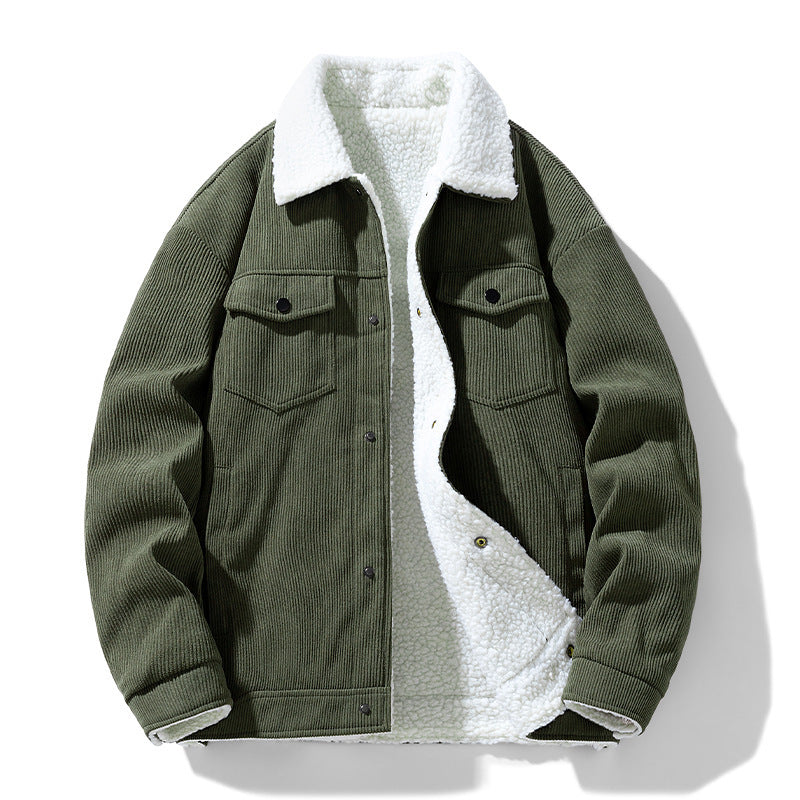Orluxia Retro Fleece-Lined Cotton-Padded Coat – Warm Lapel Cardigan Jacket for Teenagers