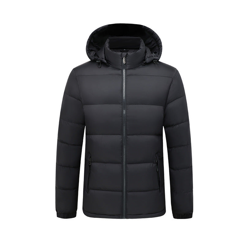 Orluxia Men’s Hooded Cotton Quilted Jacket – Warm Medium-Length Nylon Winter Coat