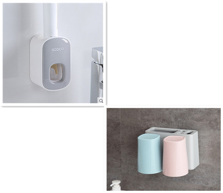 Orluxia Wall Mounted Automatic Toothpaste Dispenser & Toothbrush Holder Set