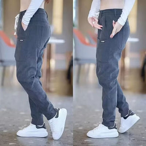 Orluxia Men’s Trendy Six-Pocket Track Sweatpants – Loose Fit Mid-Waist Polyester Trousers