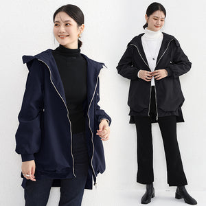 Orluxia Women’s Elegant Trench Coat – Short Front, Long Back Design with Pockets