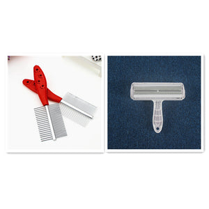 Orluxia Double-Row Pet Grooming Comb with Ergonomic Handle – Red & Blue
