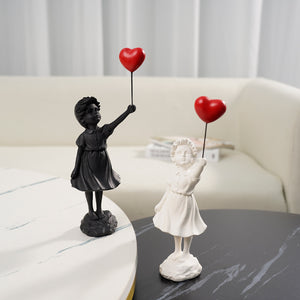 Orluxia Little Girl With Balloon Resin Art Sculpture