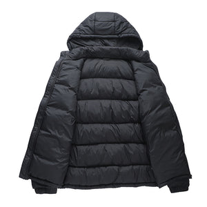 Orluxia Men’s Hooded Cotton Quilted Jacket – Warm Medium-Length Nylon Winter Coat