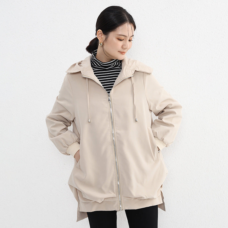 Orluxia Women’s Elegant Trench Coat – Short Front, Long Back Design with Pockets