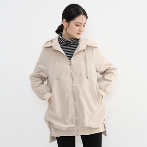 Orluxia Women’s Elegant Trench Coat – Short Front, Long Back Design with Pockets