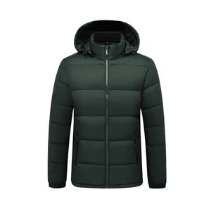 Orluxia Men’s Hooded Cotton Quilted Jacket – Warm Medium-Length Nylon Winter Coat