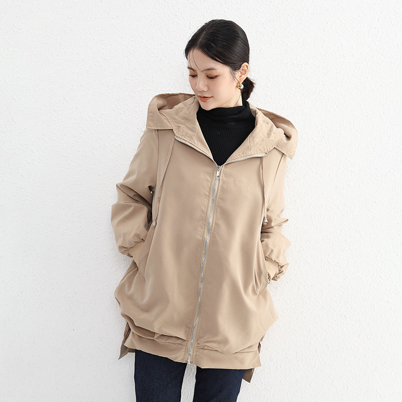 Orluxia Women’s Elegant Trench Coat – Short Front, Long Back Design with Pockets