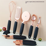 Orluxia Rose Gold Kitchen Tool Set – 7PC Stainless Steel Cooking Utensils with Peeler