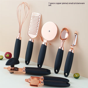 Orluxia Rose Gold Kitchen Tool Set – 7PC Stainless Steel Cooking Utensils with Peeler