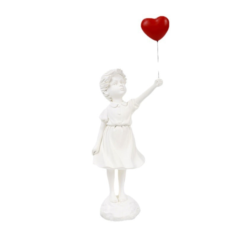 Orluxia Little Girl With Balloon Resin Art Sculpture