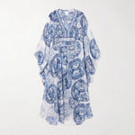 Orluxia Women’s Printed Loose-Fit V-Neck Dress – Plus Size, Long Sleeve