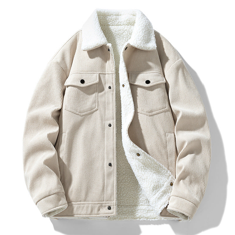 Orluxia Retro Fleece-Lined Cotton-Padded Coat – Warm Lapel Cardigan Jacket for Teenagers