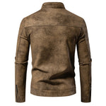 Orluxia Men’s American-Style Retro Tie-Dyed Leather Jacket