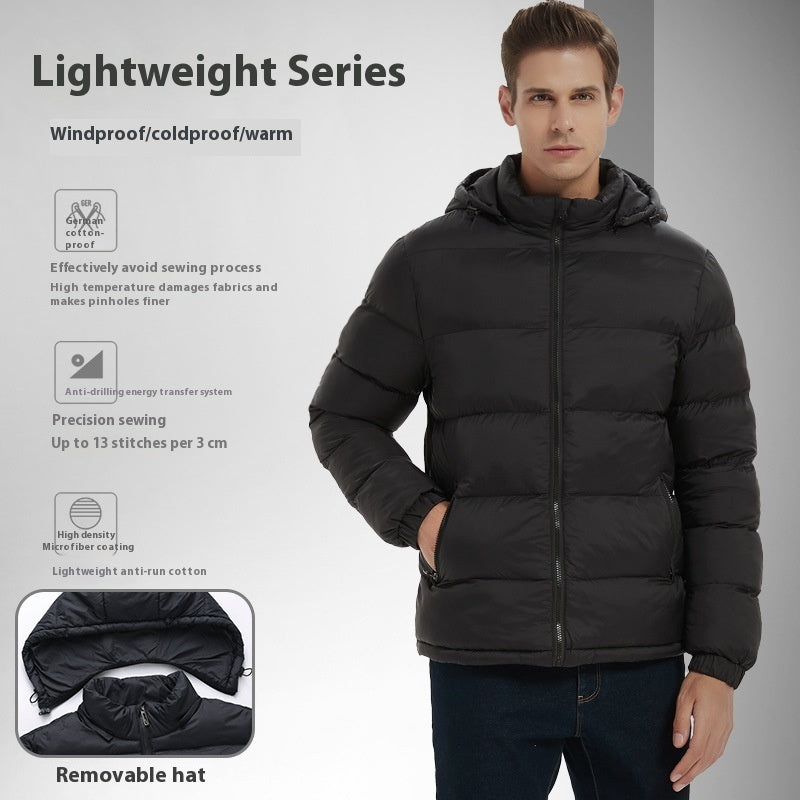 Orluxia Men’s Hooded Cotton Quilted Jacket – Warm Medium-Length Nylon Winter Coat