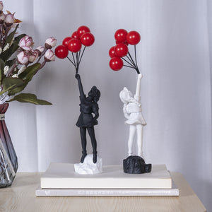 Orluxia Little Girl With Balloon Resin Art Sculpture