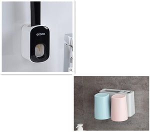 Orluxia Wall Mounted Automatic Toothpaste Dispenser & Toothbrush Holder Set