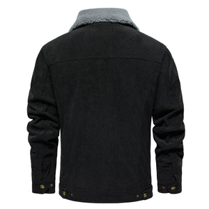 Orluxia Men’s Corduroy Sherpa Lined Jacket – Winter Warm Thick Trucker Cargo Coat with 5 Pockets
