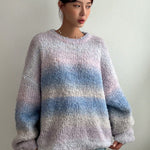 Orluxia Retro Hong Kong Style Gradient Sweater – Soft Wool Pullover