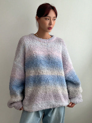 Orluxia Retro Hong Kong Style Gradient Sweater – Soft Wool Pullover