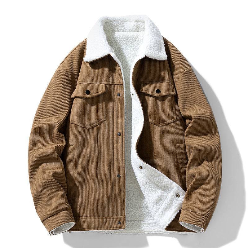 Orluxia Retro Fleece-Lined Cotton-Padded Coat – Warm Lapel Cardigan Jacket for Teenagers