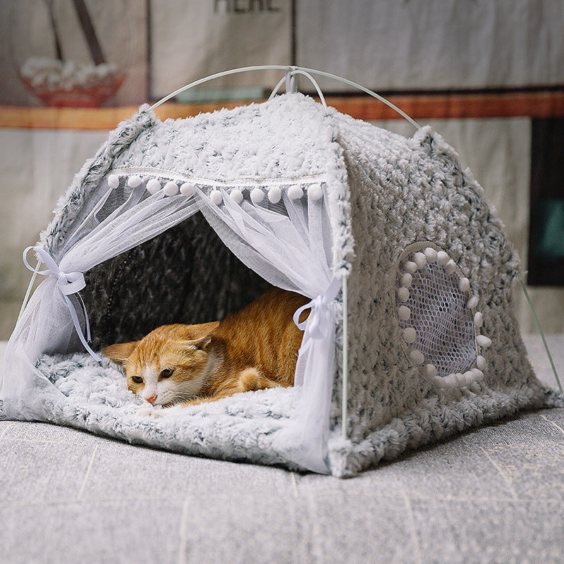 Orluxia Semi-Enclosed Pet Bed – Breathable All-Season Cat & Dog Sleeping Nest